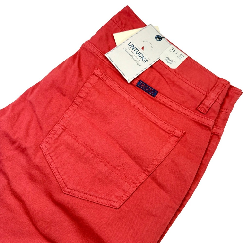 UNTUCKIT El Circo Straight‎ Leg Garment Dyed Pants Casual Everyday Red 34x32 NEW